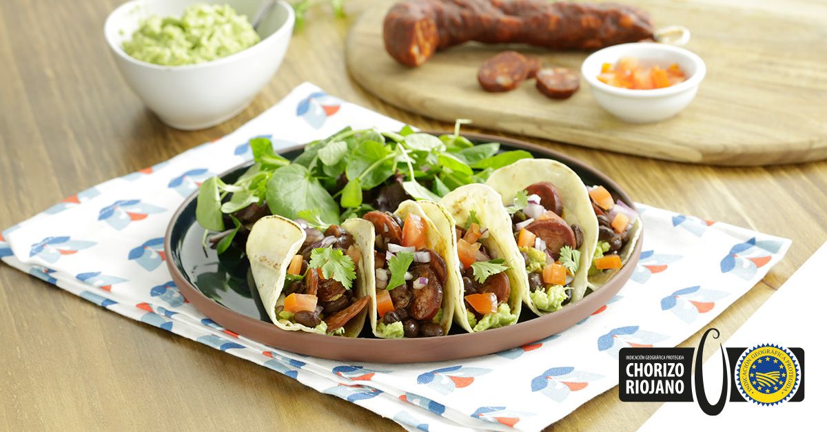 Receta de Tacos Mexicanos con Chorizo Riojano IGP. Tradición y tendencias se unen