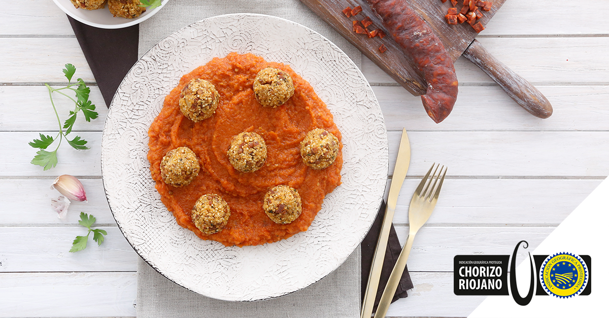 Receta de albóndigas de quinoa con Chorizo Riojano IGP